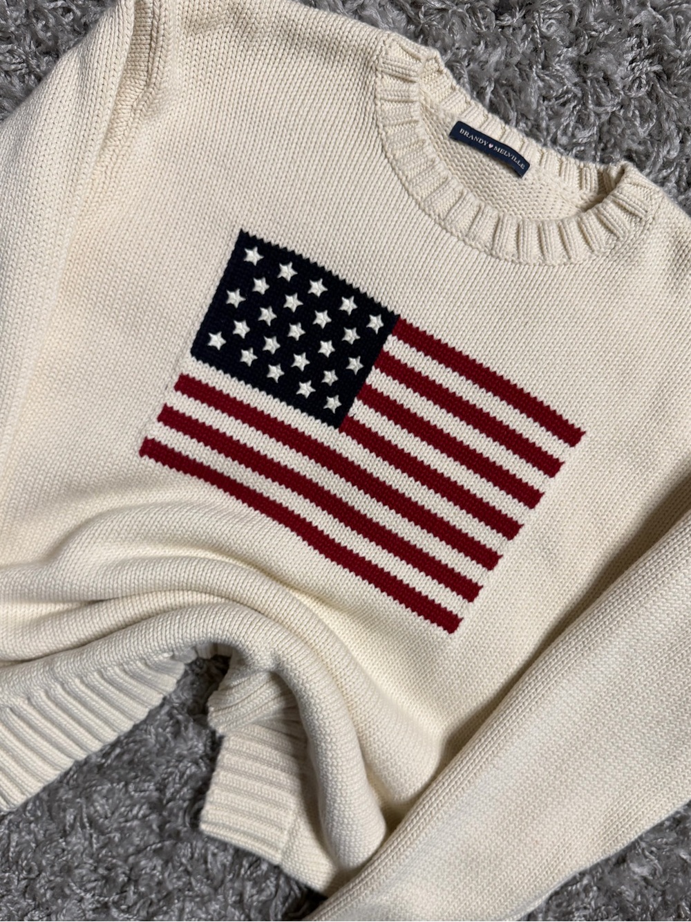 Brandy Melville American Flag Crewneck Sweater